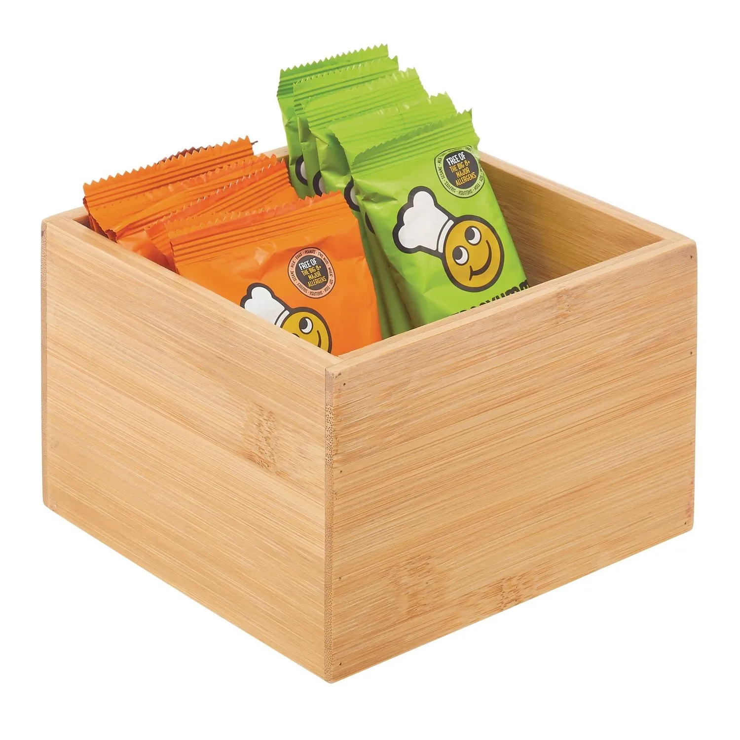 mDesign Bambus Schubladen-Organizer 15,2cm Natur stapelbar