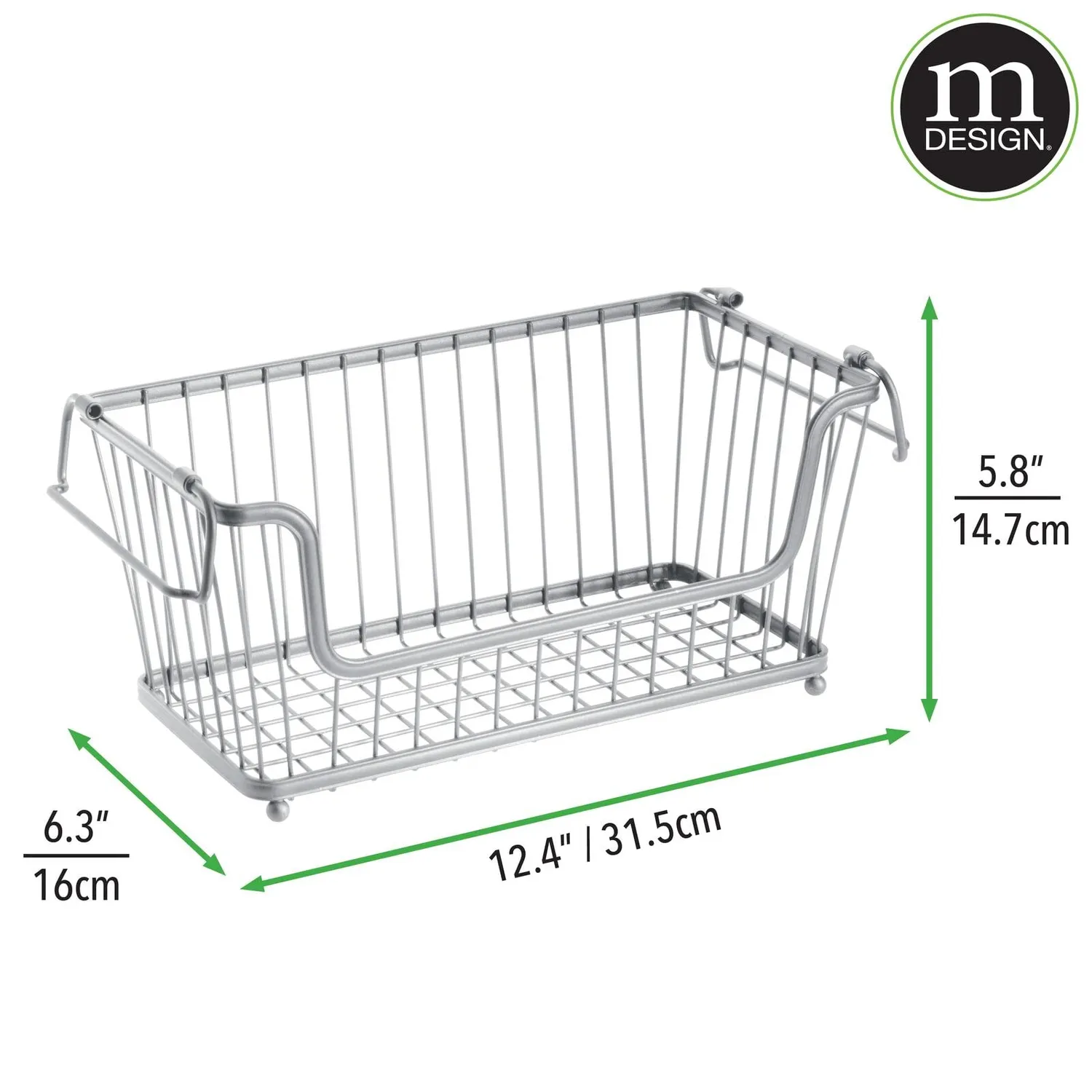 mDesign 06100MDKEU Drahtkorb 6er-Set silber stapelbar