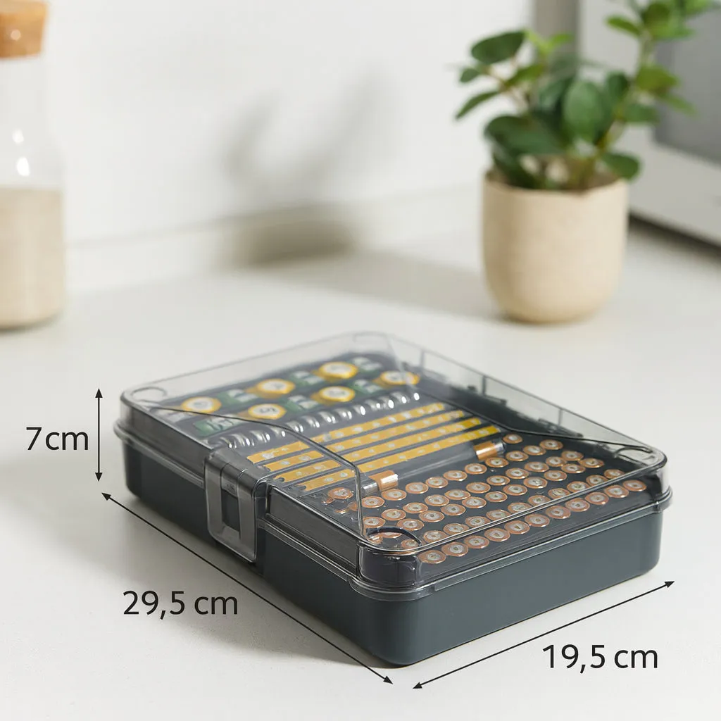 Kreher Batteriebox XL Schwarz-Transparent für 115 Stück
