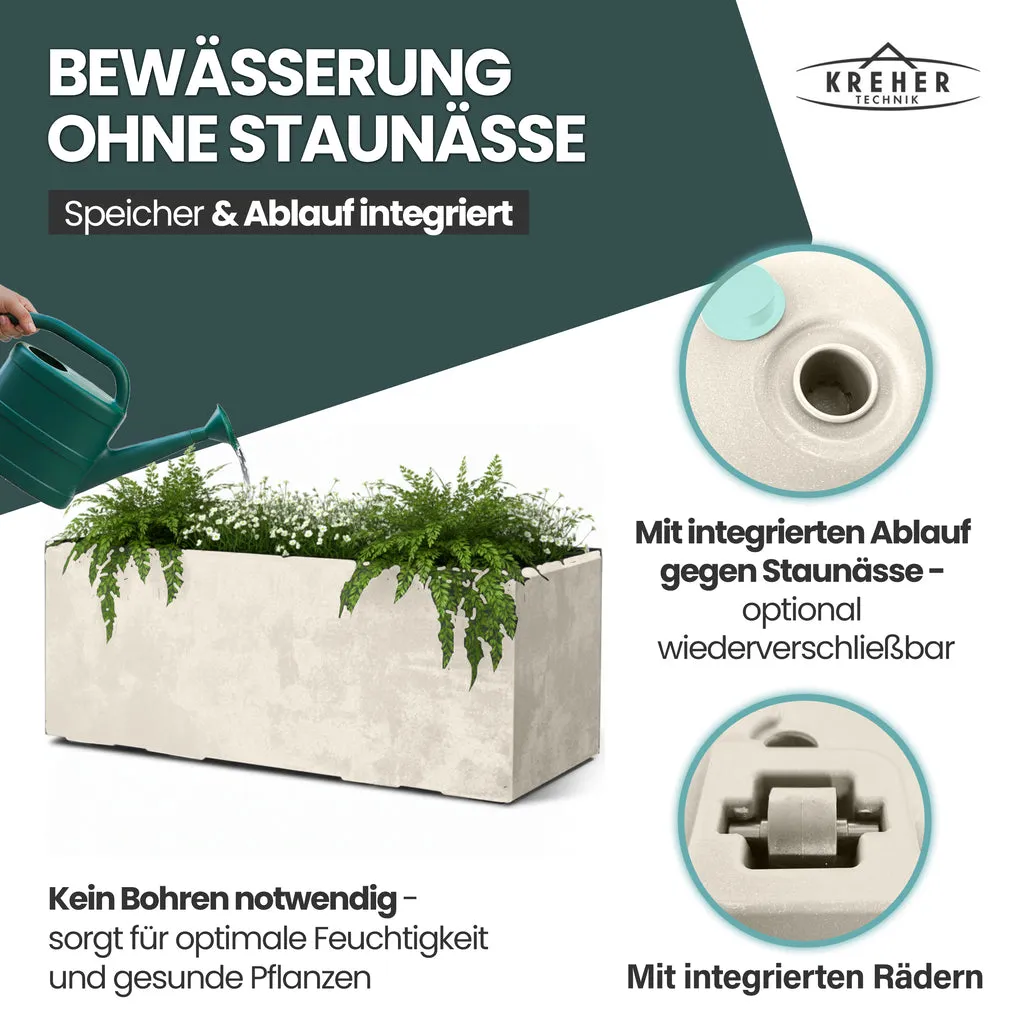 Kreher Millennium 100L Pflanzkübel Creme Weiß rechteckig
