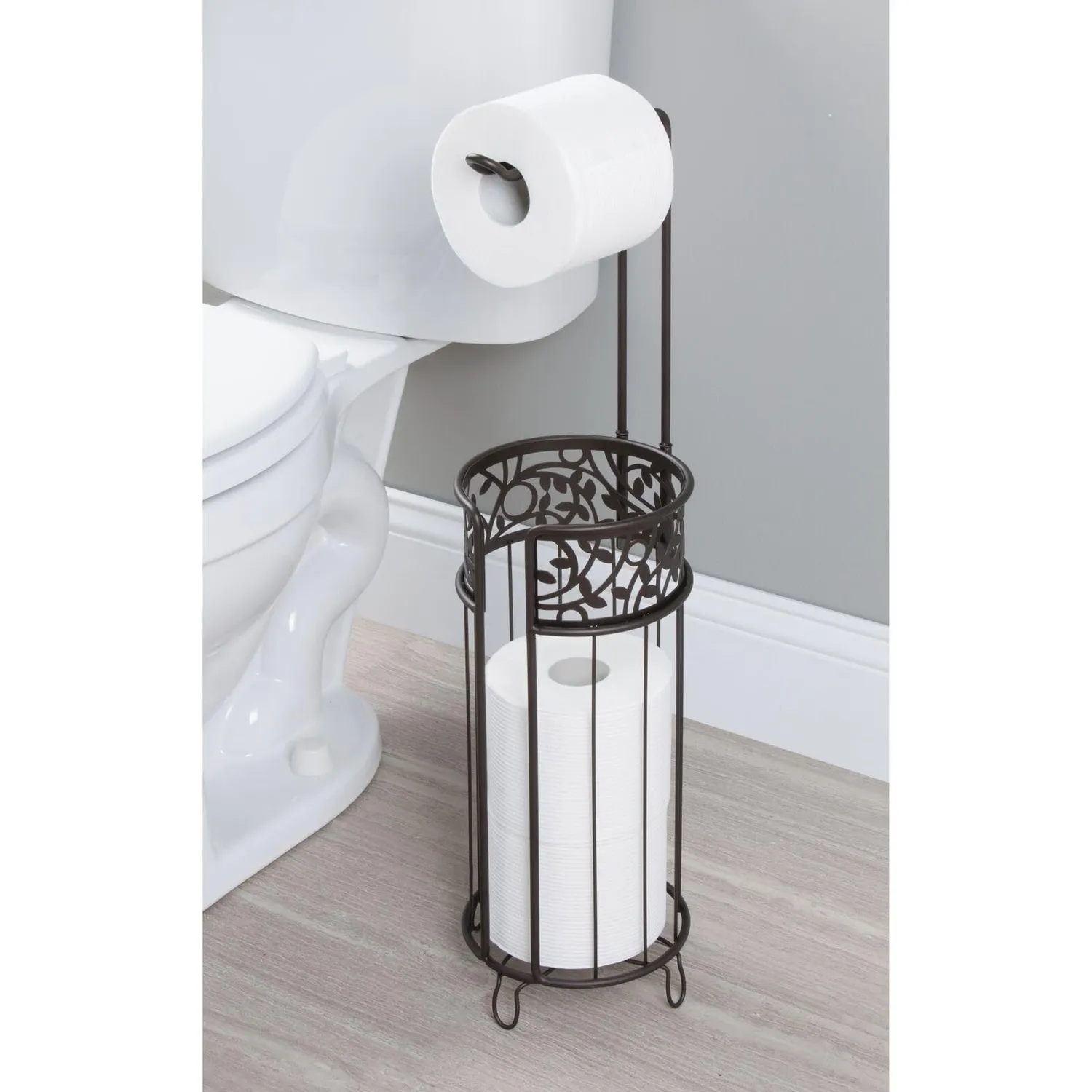 mDesign Toilettenpapierhalter stehend bronze 3 Rollen