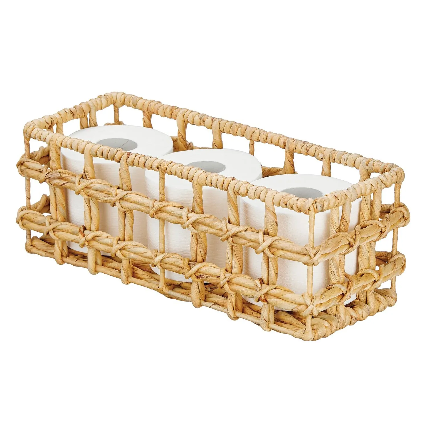 mDesign WC Korb Hyazinthe 38,1 cm für 3 Rollen natur