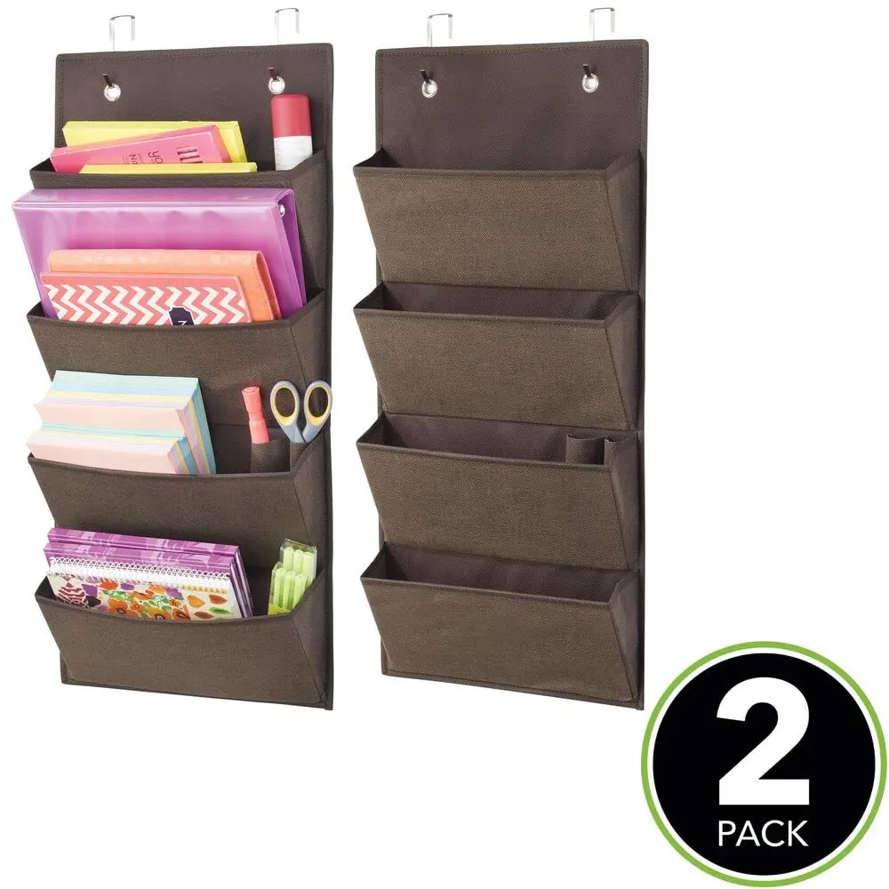 mDesign Hängeorganizer Tür 4 Taschen braun 2er-Set