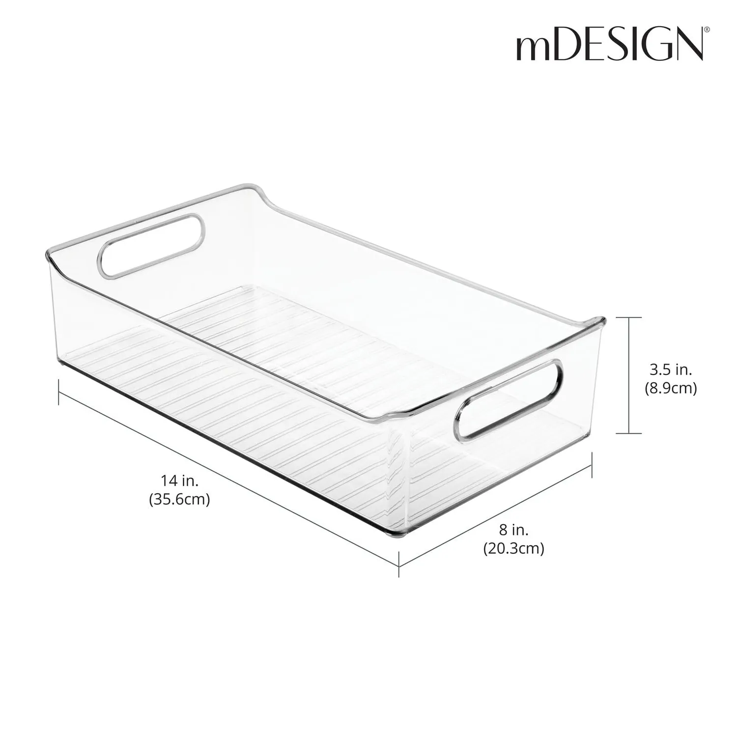 mDesign Kühlschrankbox transparent 35,6 cm mit Griff