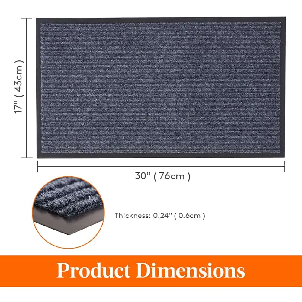 Lifewit Fußmatte Innen 43x76 cm Grau Rutschfest