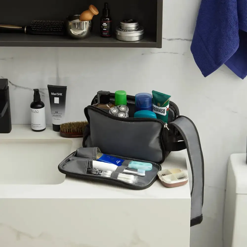 Lifewit Kulturbeutel Herren Waschtasche Schwarz Medium Nassfach