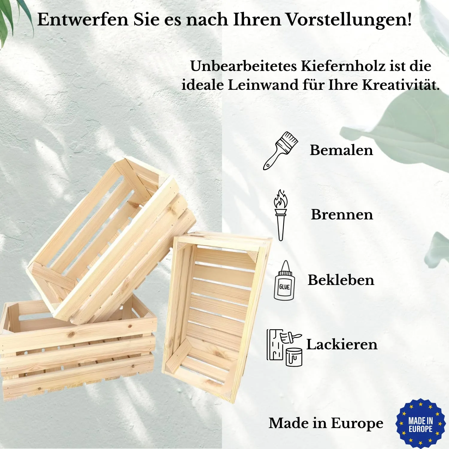 GoodFreshDecor Holzkisten 3er Set 40x20x18 cm natur