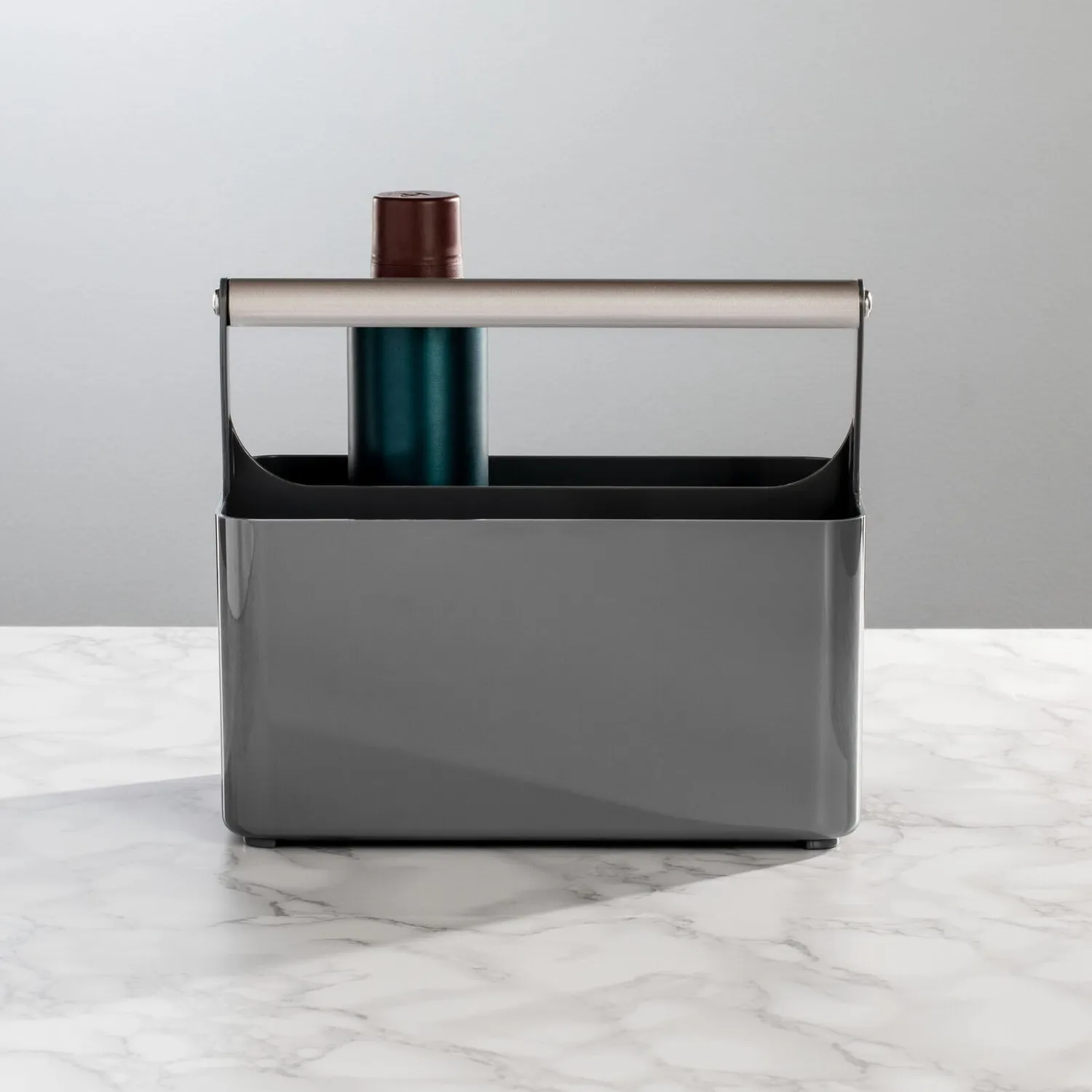 mDesign Badkorb Organizer dunkelgrau 2 Fächer Griff