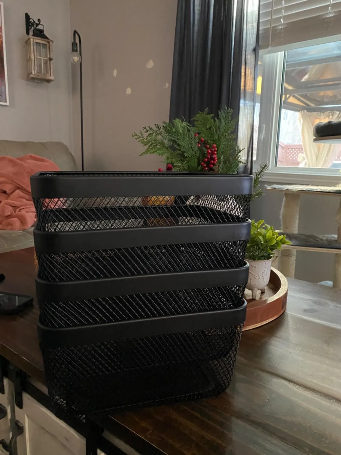 mDesign Drahtkorb 4er-Set Schwarz Metall 40,6 cm Aufbewahrung