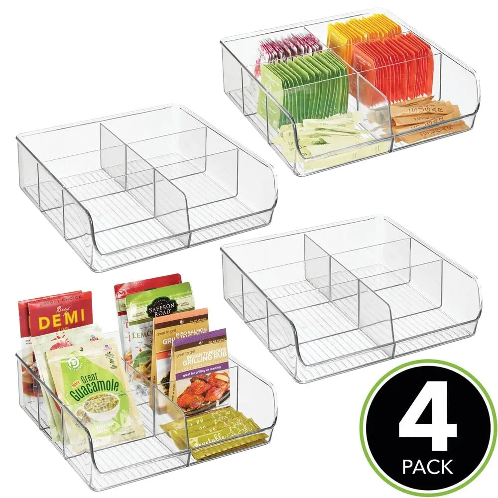 mDesign Aufbewahrungsbox 6 Fächer Transparent 4er-Set