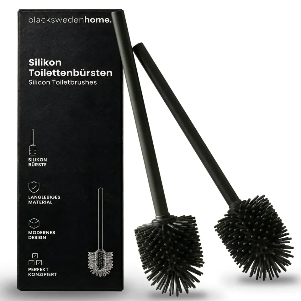blackswedenhome Silikon-Toilettenbürste schwarz 2er Set matt