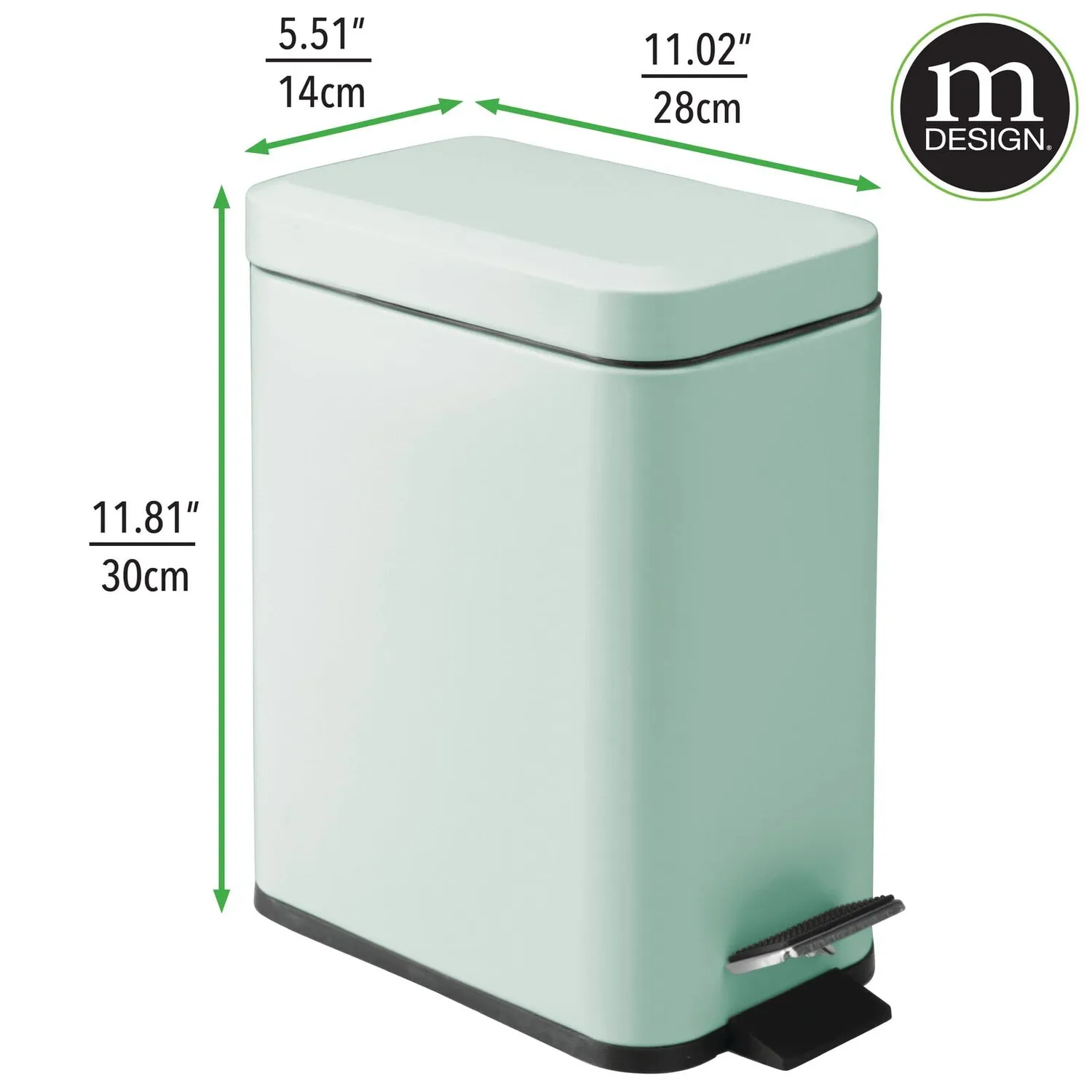 mDesign 11020MDBSTEU Tretmülleimer 5L mintgrün Metall