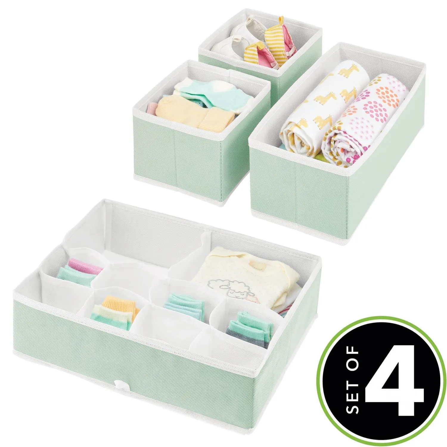 mDesign Schubladen Organizer 4er-Set mintgrün Stofbox