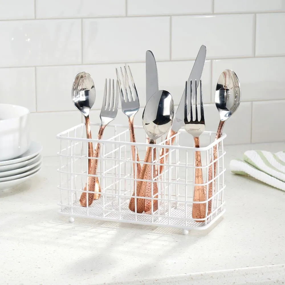 mDesign 07959MDKEU Besteckhalter Metall weiß 3 Fächer