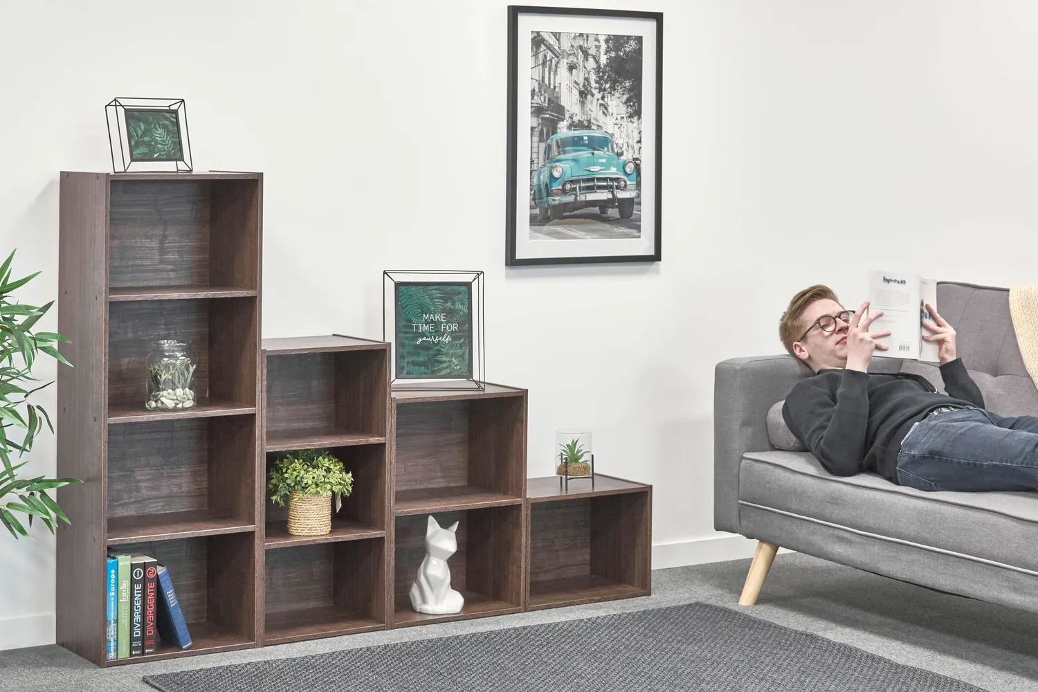 Iris Ohyama 2 Würfel Bücherregal braun 40cm offen platzsparend