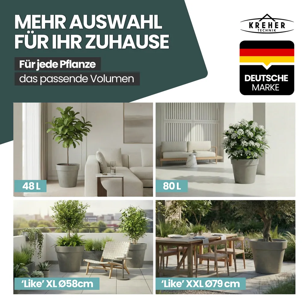 Kreher Like XXL Pflanzkübel Ø79cm braun 2er Set rollbar