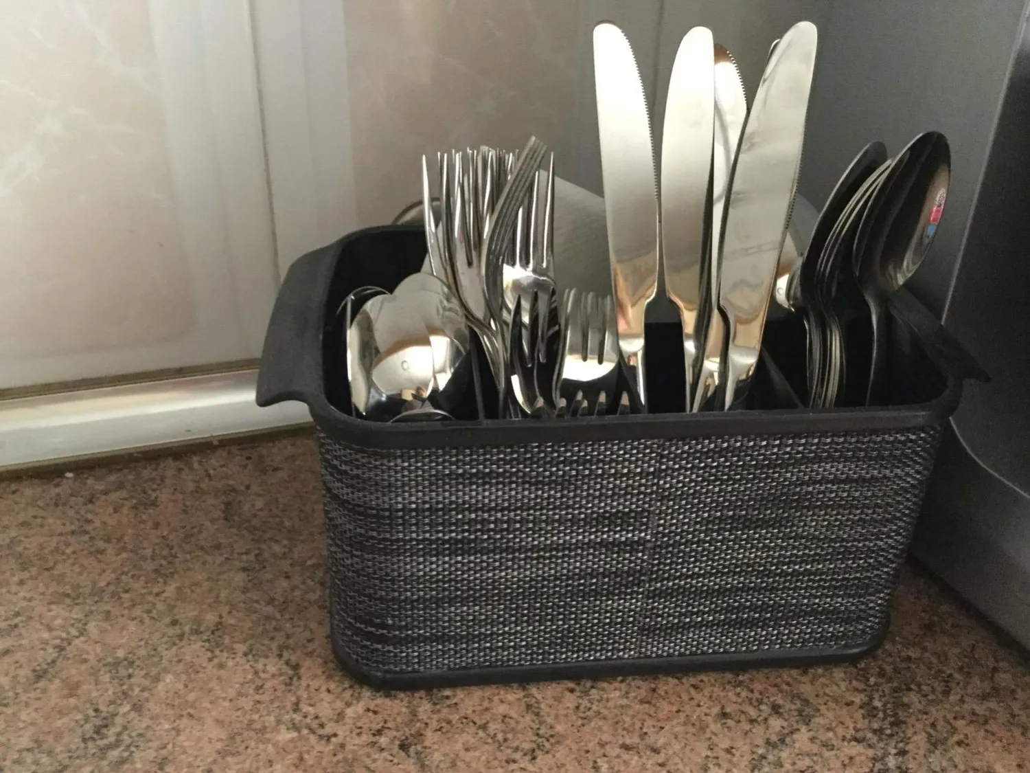 mDesign Besteckhalter mit Griffen Besteckkorb Weiß 5 Fächer