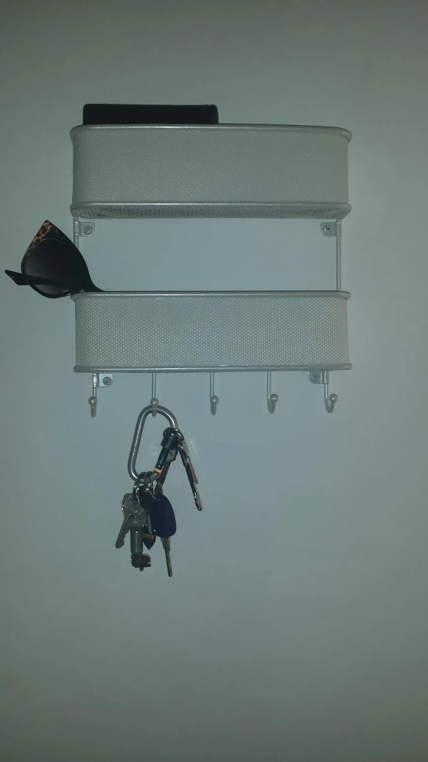 mDesign Schlüsselbrett Schlüsselboard Metall silber mit Ablage