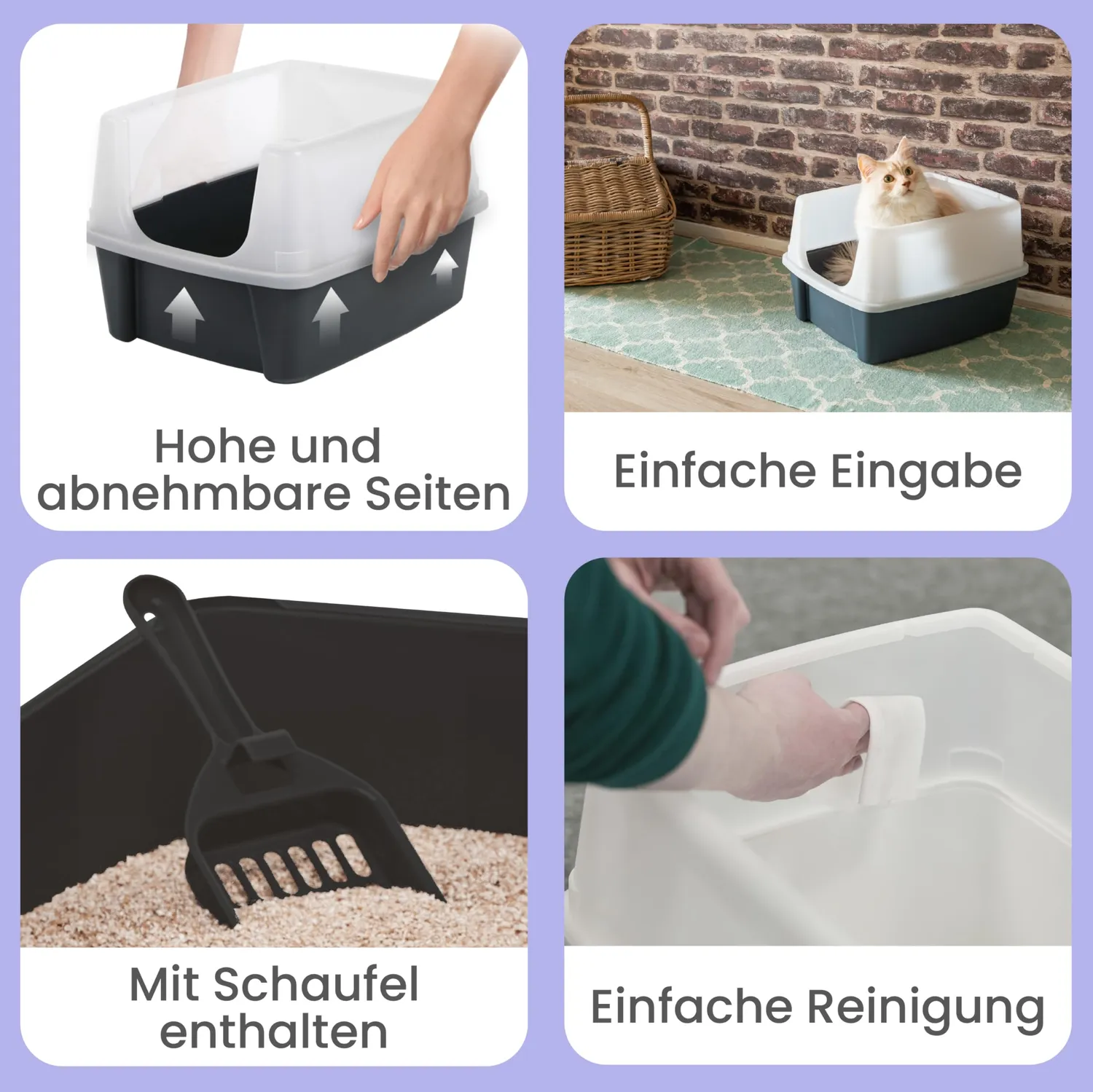 Iris Ohyama CLH-12 Katzenklo offen Taupe mit Schaufel