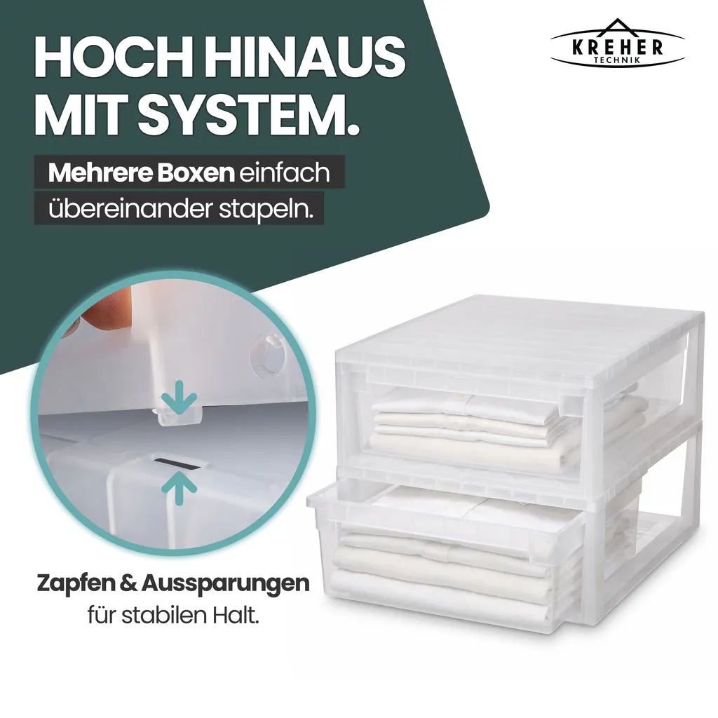 Kreher Schubladenbox 52 XL 22 Liter transparent stapelbar weiß