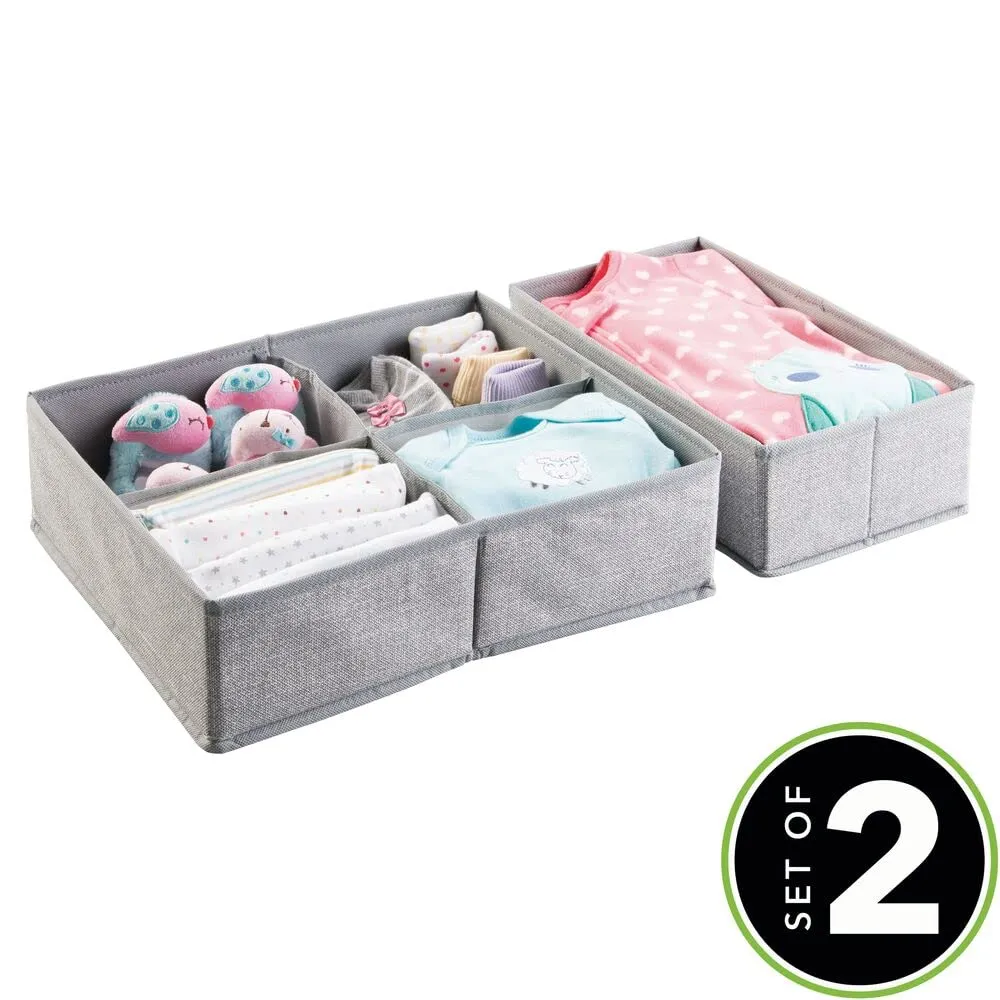 mDesign Stoffbox 2er-Set grau für Schrank Babykleidung