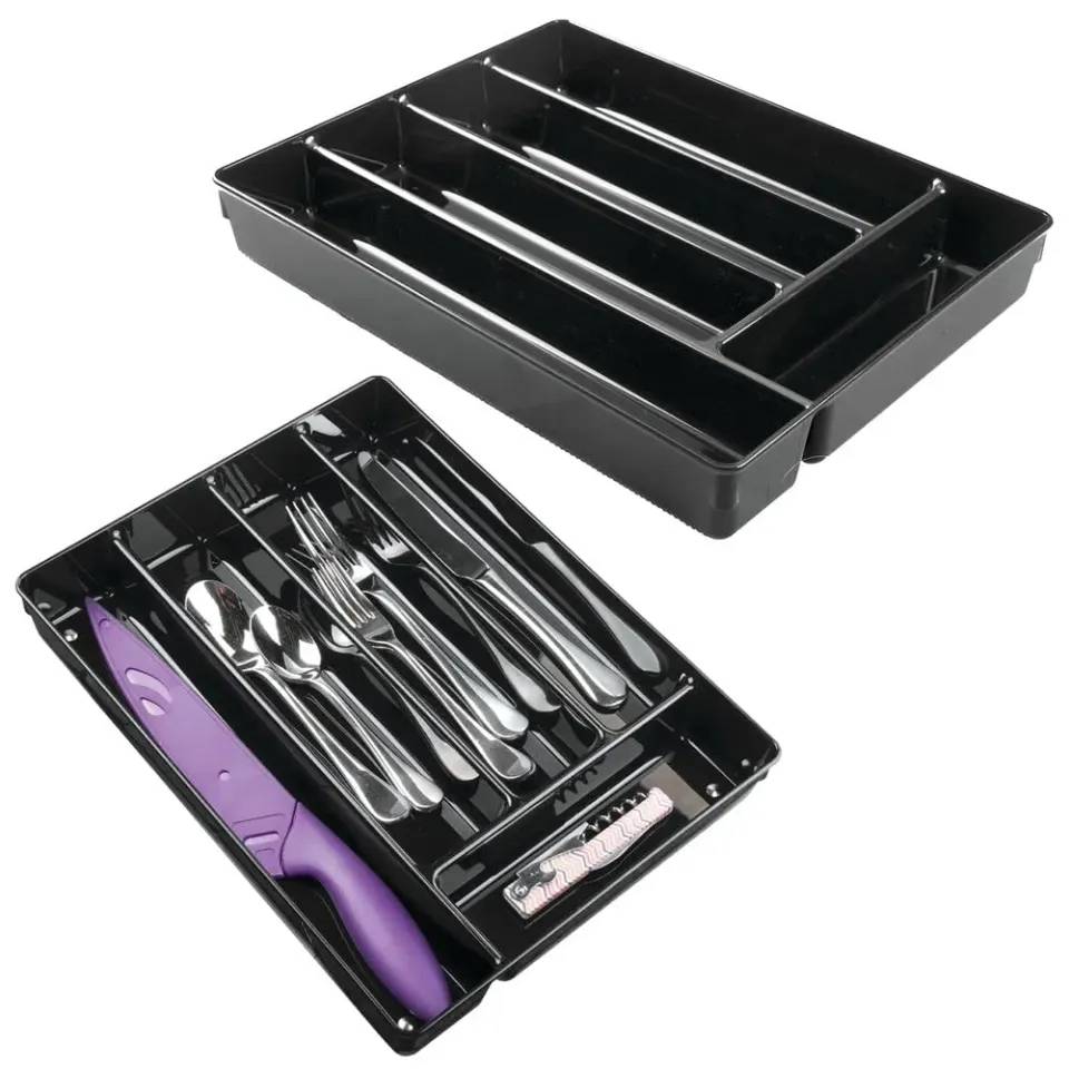mDesign Besteckeinsatz Schwarz 2er-Set 5 Fächer rutschfest