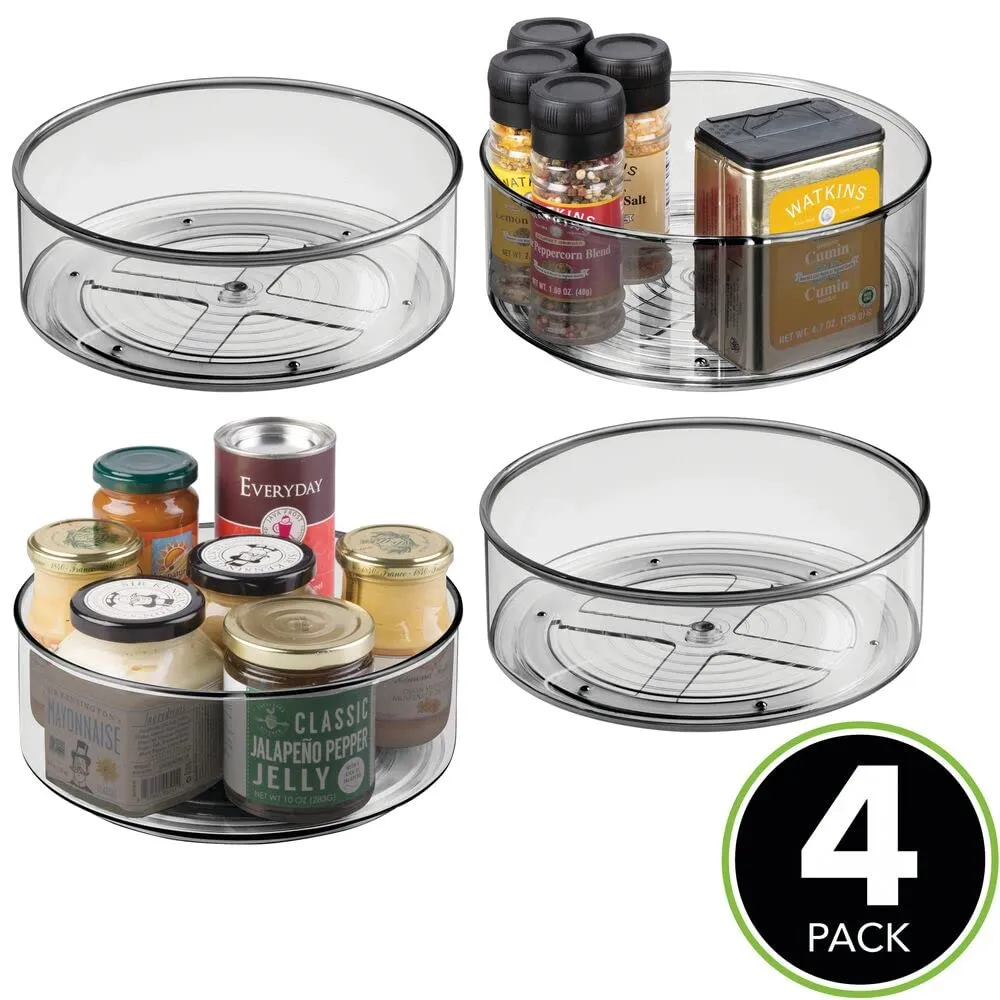 mDesign Lazy Susan Drehteller rauchfarben 4er-Set hoch