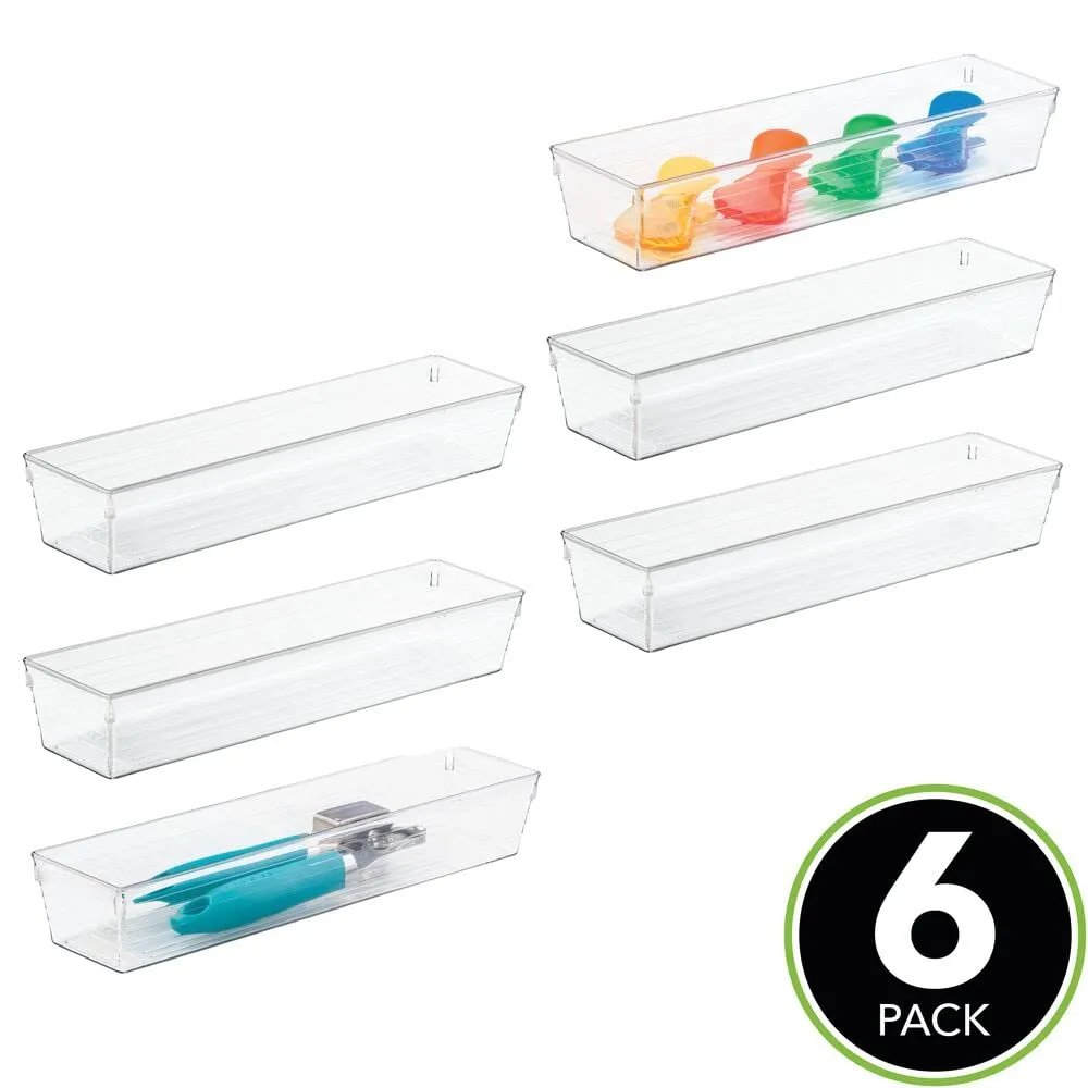 mDesign Schubladen-Organizer Transparent Kunststoffbox 6er-Set lang