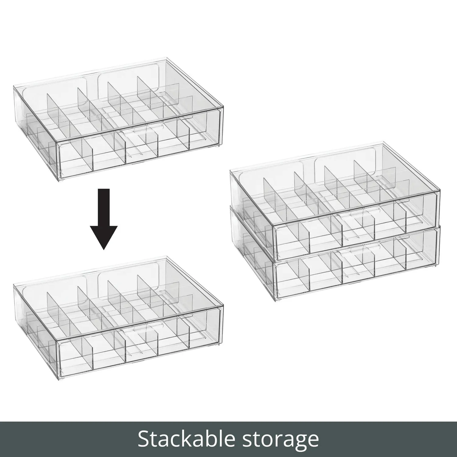 mDesign 23049MDKEU Teekiste Aufbewahrungsbox durchsichtig 2er-Set 20 Fächer