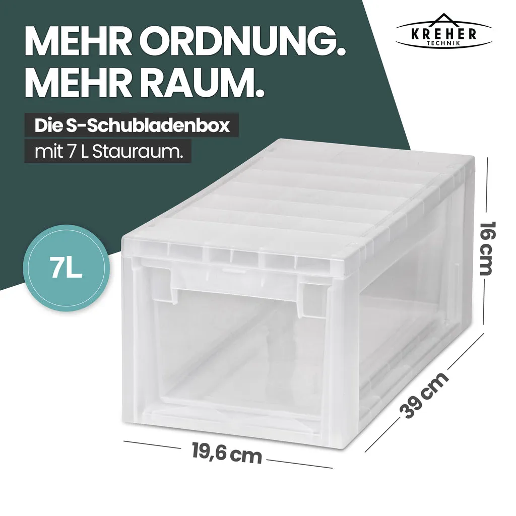 Kreher Schubladenbox Set 6tlg M 12L + S 7L transparent