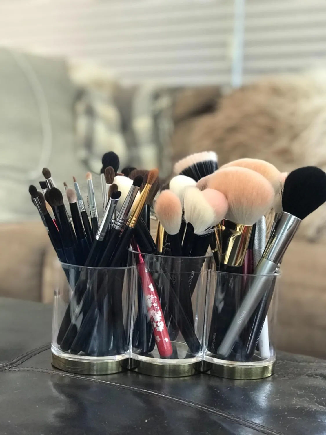 mDesign Make-up-Organizer Kunststoff 3 Fächer Hellgrau