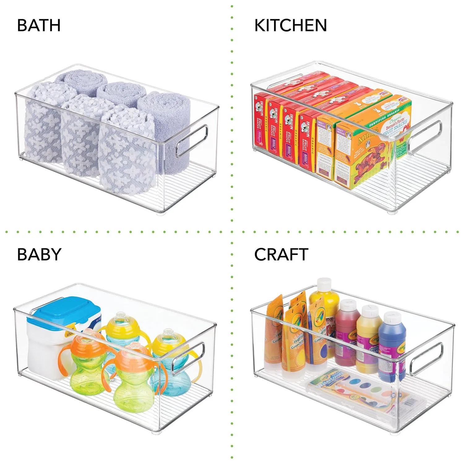 mDesign Ablagebox mit Griffen Aufbewahrungsbox 2er-Set transparent