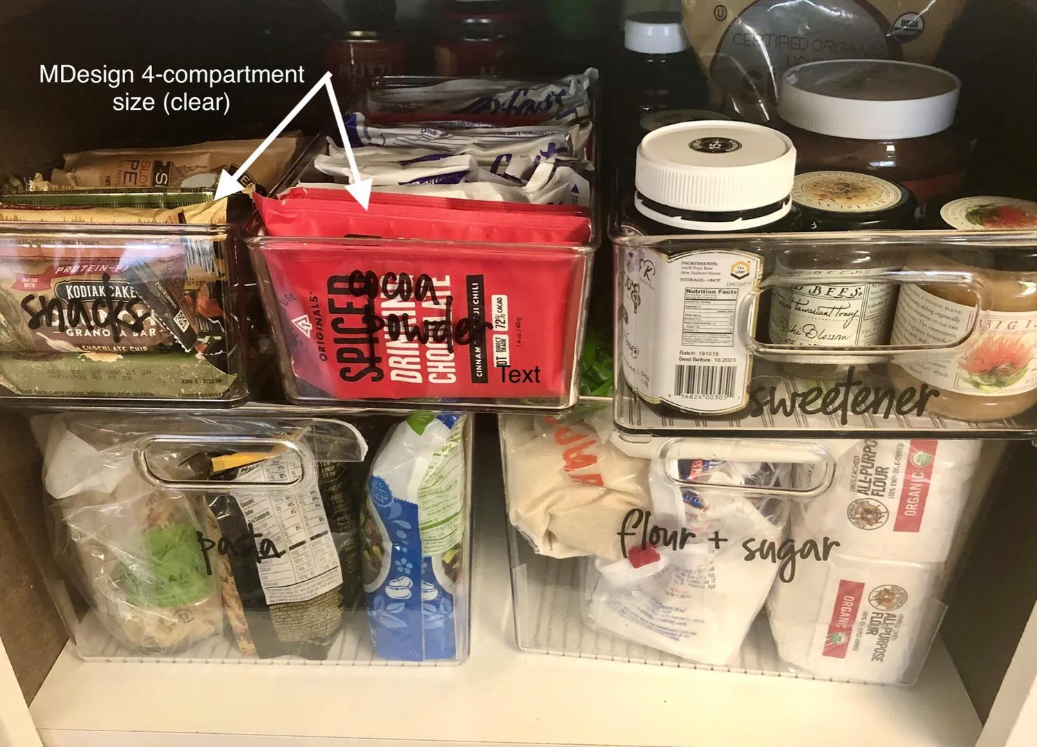 mDesign Aufbewahrungsbox 4 Fächer 2er-Set transparent