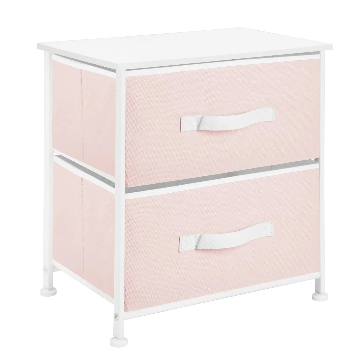 mDesign Nachttisch 2 Schubladen Rosa Weiß Stoff