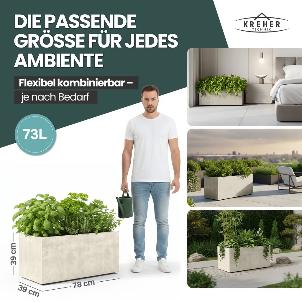 Kreher Millennium 73L Pflanzkübel Creme Weiß rechteckig
