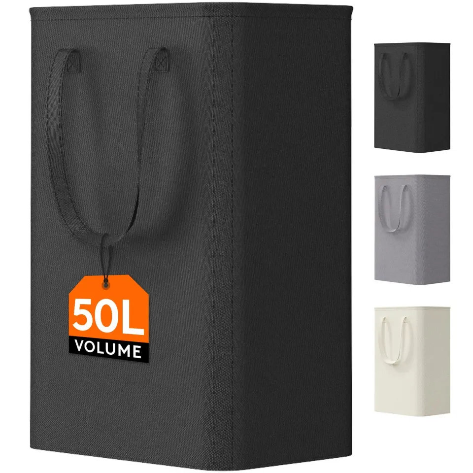 Lifewit Slim Wäschekorb 50L Schwarz schmal wasserdicht