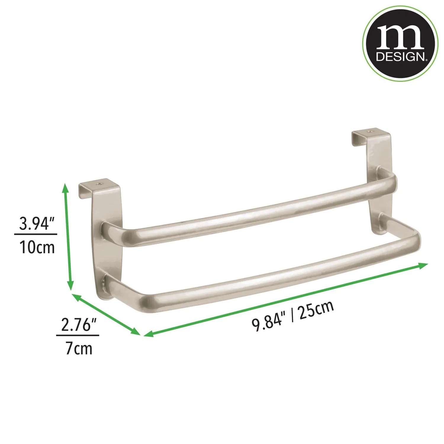 mDesign Spira Handtuchhalter Schranktür 2er-Set satin