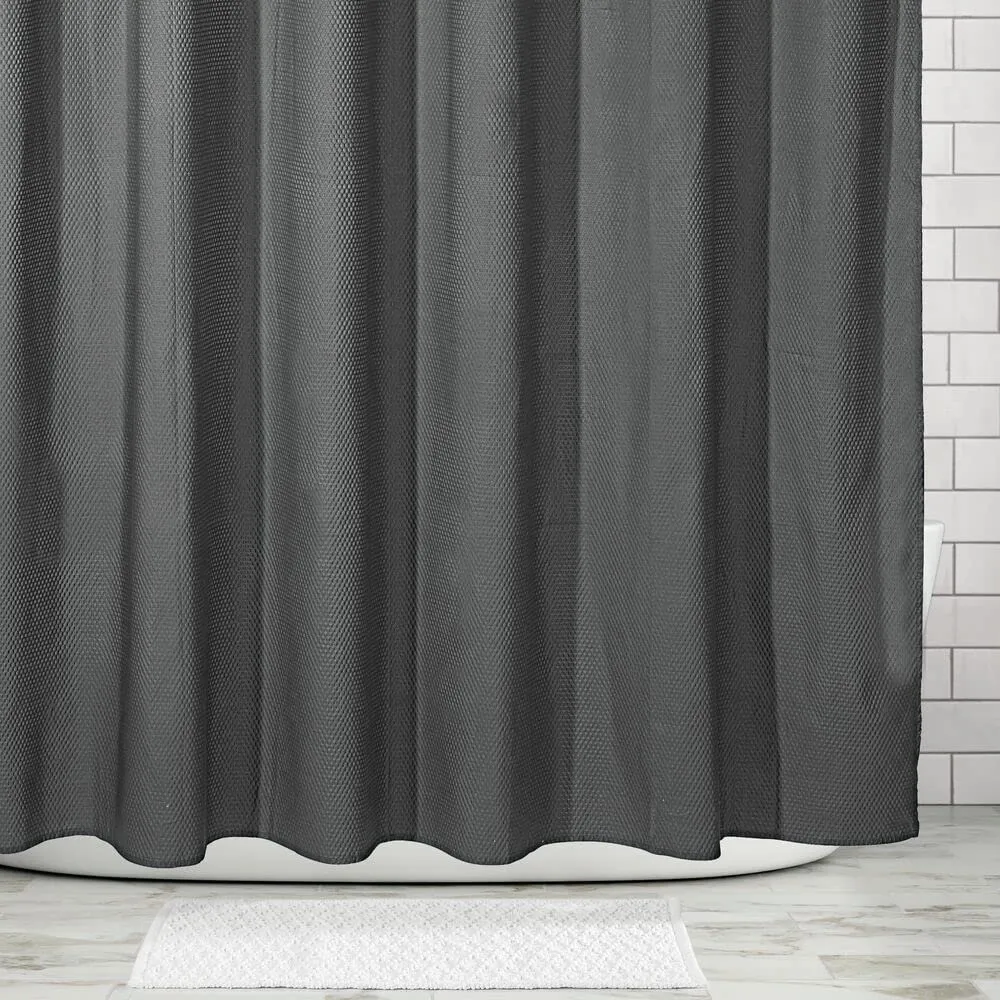 mDesign Waffel Duschvorhang 183x183 cm dunkelgrau