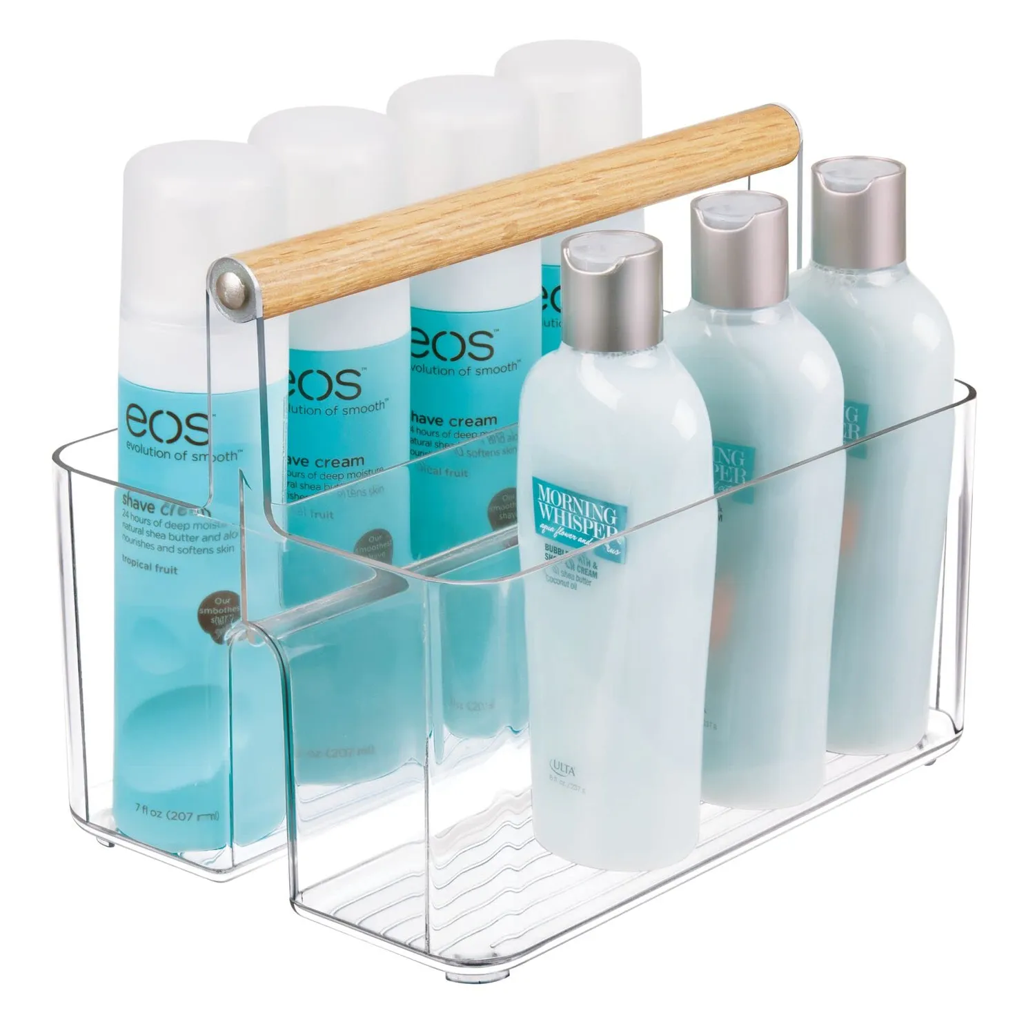 mDesign Bad Organizer Korb 2 Fächer transparent-natur Griff