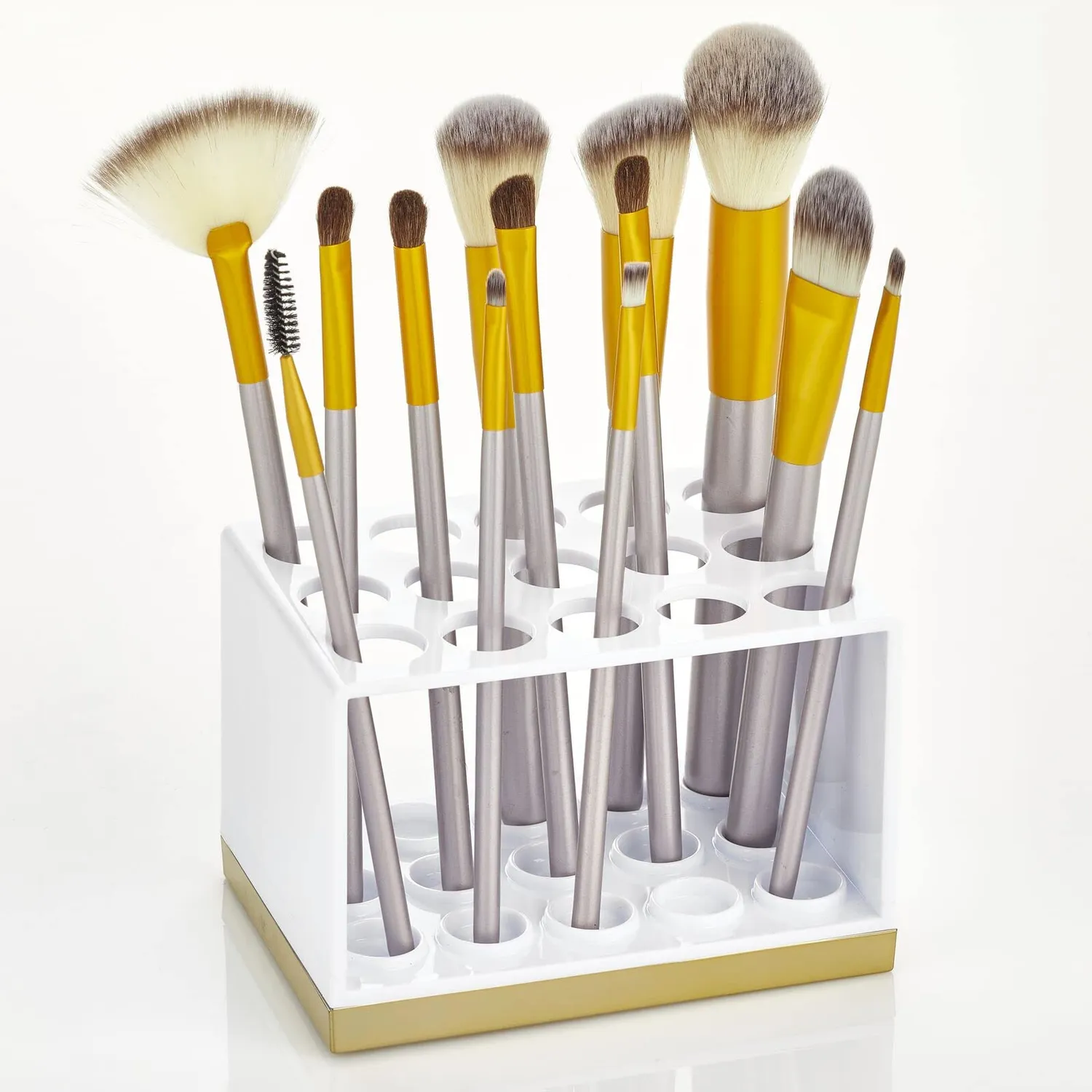 mDesign Kosmetik Organizer 15 Fächer weiß-messing für Pinsel