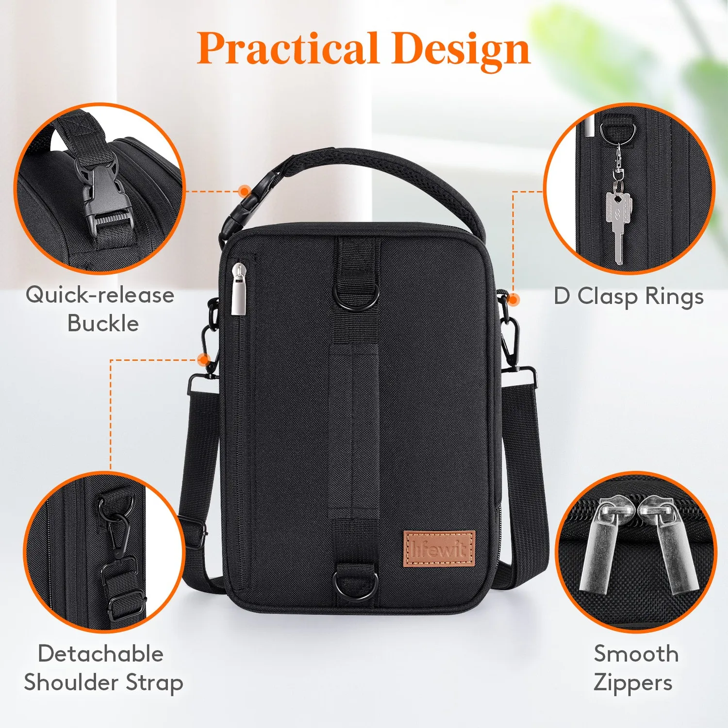 Lifewit Lunch Bag Kühltasche Schwarz erweiterbar isoliert