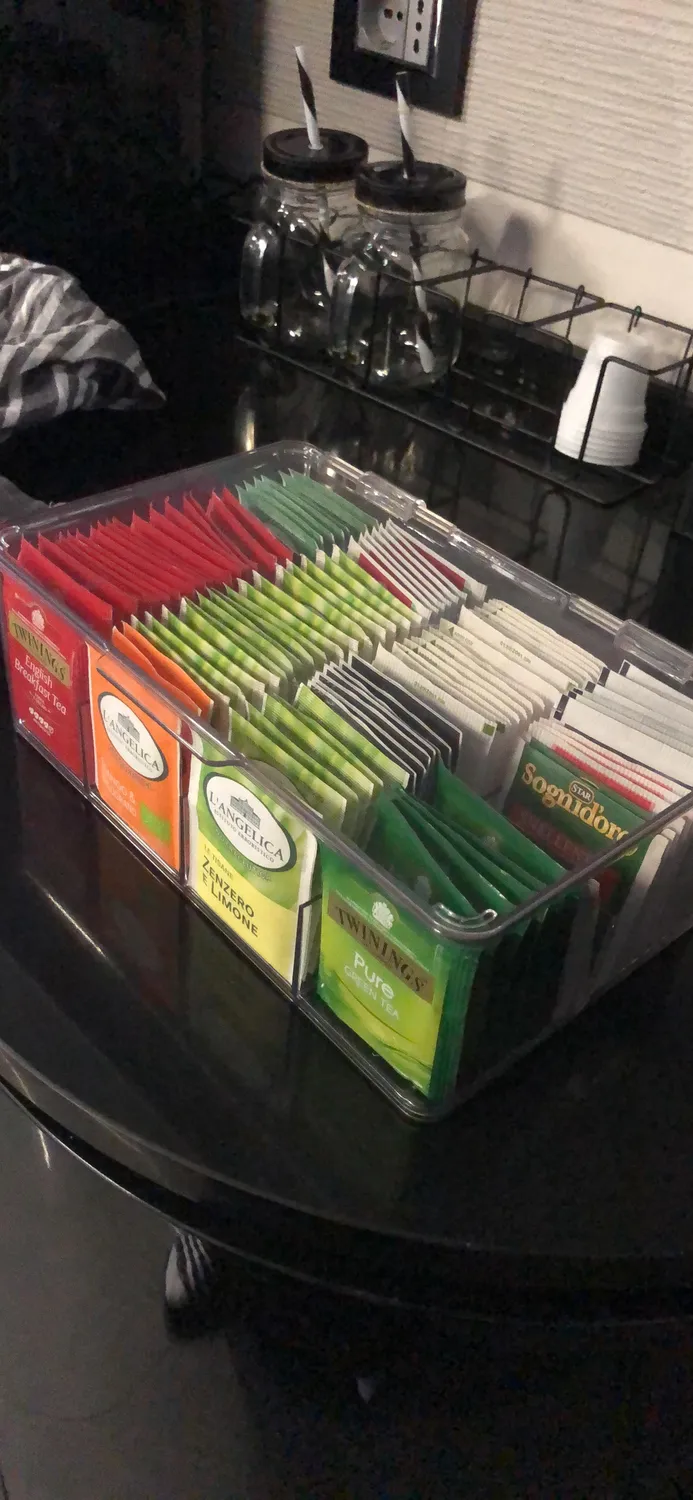 mDesign Küchen Organizer Teebox 8 Fächer transparent
