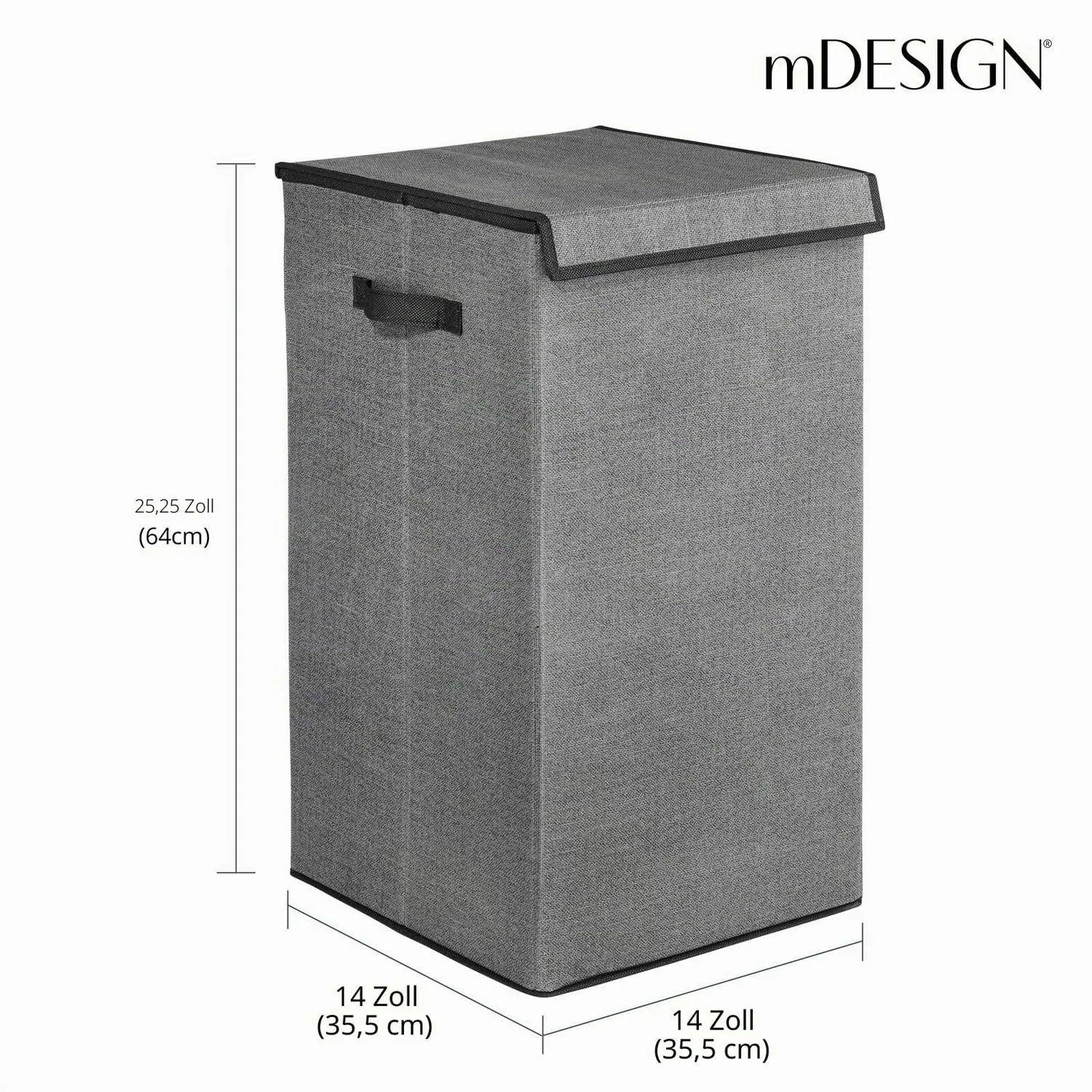 M Design Wäschekorb Polypropylen Dunkelgrau 64,1 cm mit Deckel