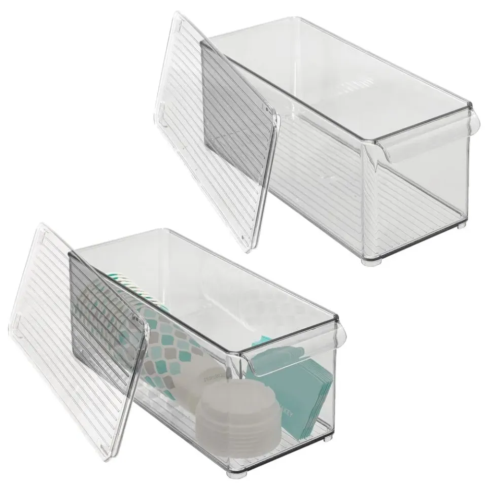 mDesign Kühlschrankbox Aufbewahrungsbox Deckel 2er-Set rauchgrau