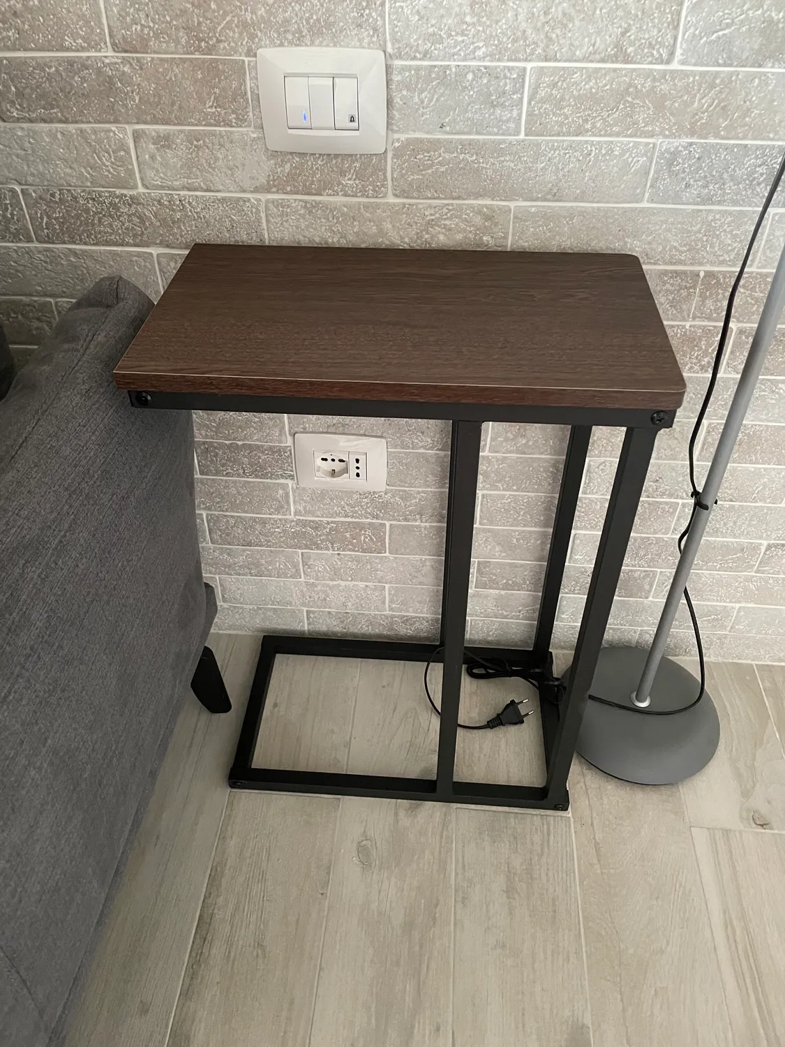 Iris Ohyama SDT-L Beistelltisch braun C-Tisch für Sofa Laptop