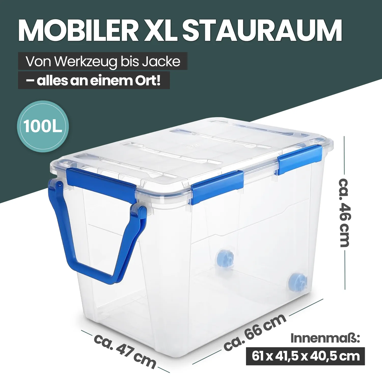 Kreher Box IP67 wasserdichte Box 100 Liter mit Rollen 1 Stück