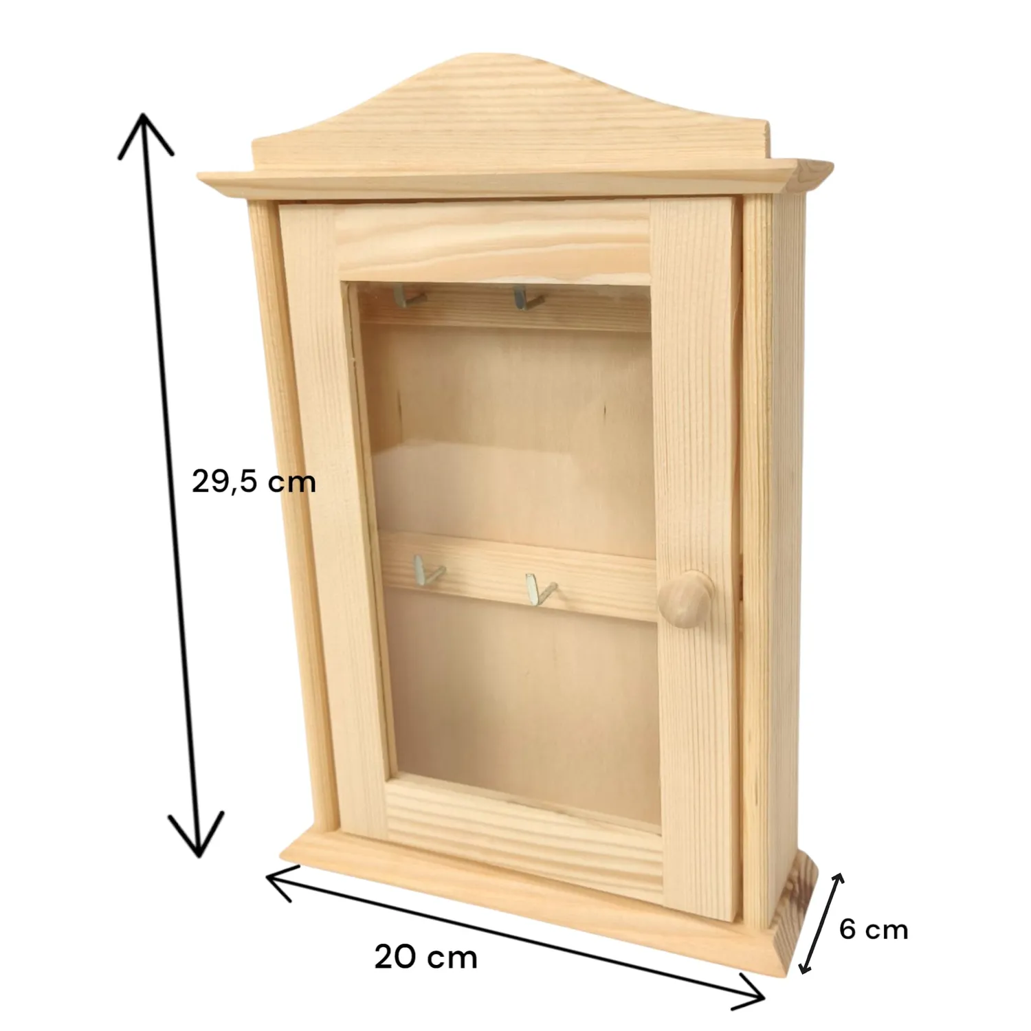 GoodFreshDecor Schlüsselkasten Holz 29,5 cm natur 6 Haken