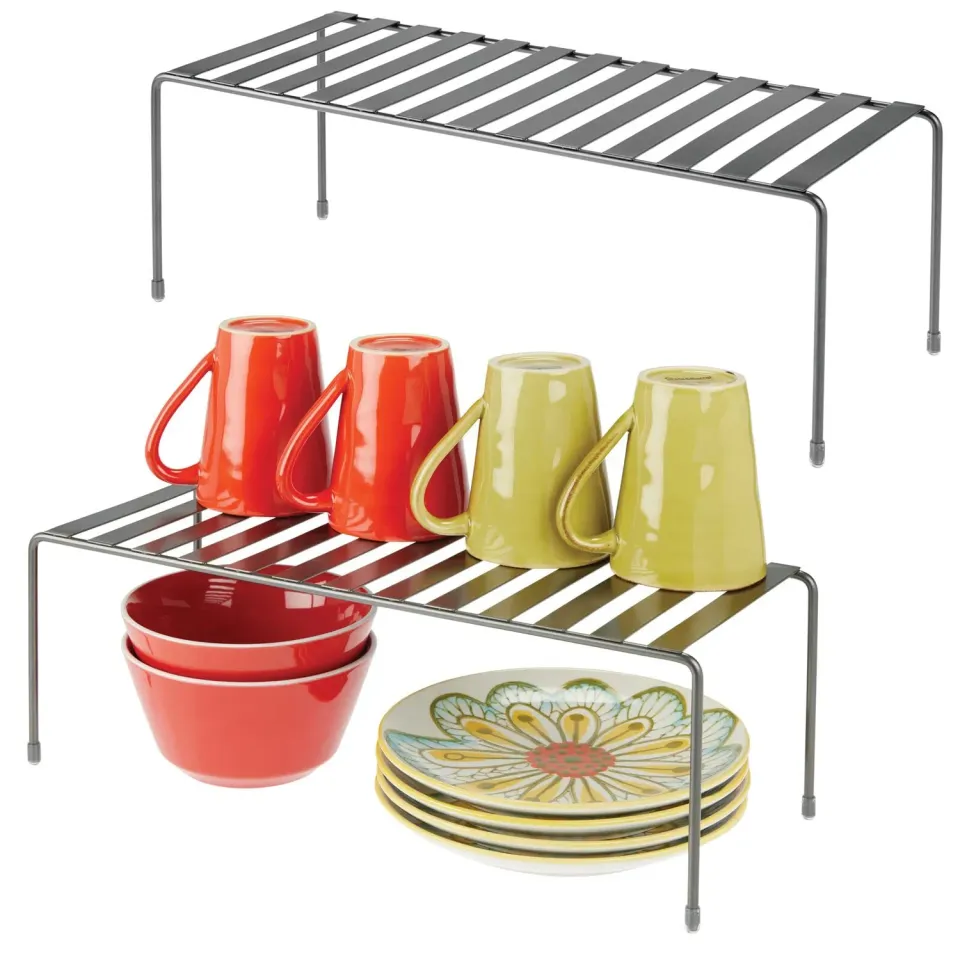 mDesign Küchenregal 2er-Set Metall dunkelgrau extra groß