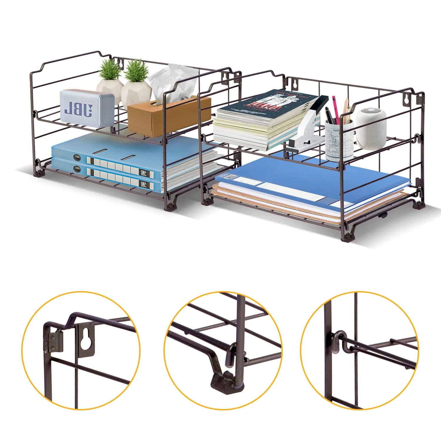 BOMCLAP Briefablage Metall schwarz 2er Set stapelbar