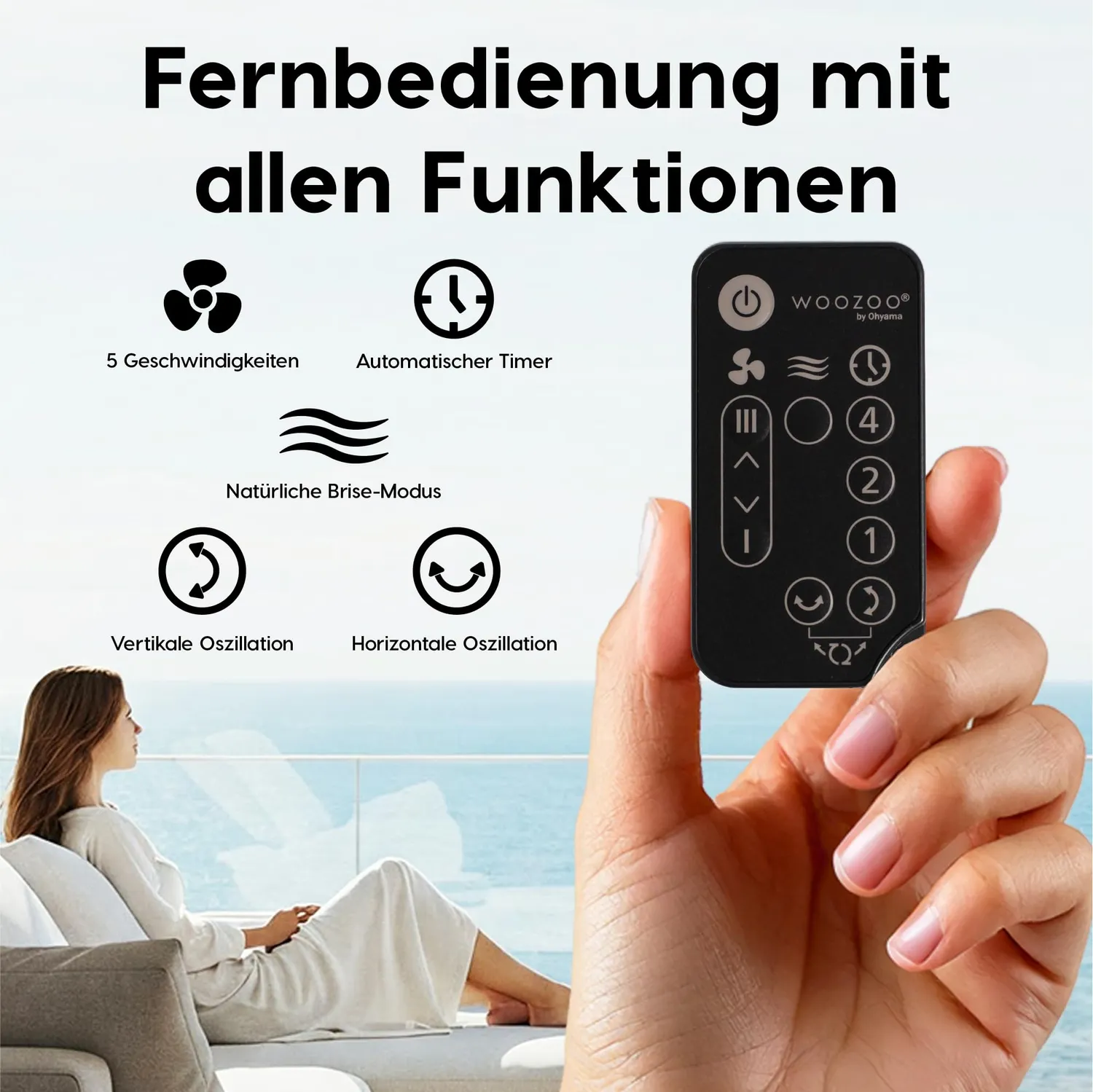 Iris Ohyama Woozoo PCF-SC15T Tischventilator Schwarz